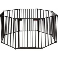 COSTWAY Barrière De Sécurité Pour Bébé, Animaux Enfant Grille De Protection Cheminée Pare-Feu De Cheminée, 500x74,5cm Avec 8 Pans, Noir