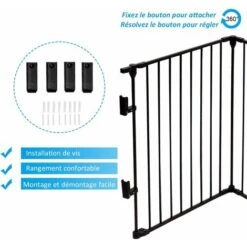 COSTWAY Barrière De Sécurité Pour Bébé, Animaux Enfant Grille De Protection Cheminée Pare-Feu De Cheminée, 500x74,5cm Avec 8 Pans, Noir -Mottetch Boutique 11534913 4