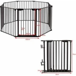 COSTWAY Barrière De Sécurité Pour Bébé, Animaux Enfant Grille De Protection Cheminée Pare-Feu De Cheminée, 500x74,5cm Avec 8 Pans, Noir -Mottetch Boutique 11534913 5