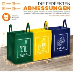 TRESKO Recyclage Poubelle Lot De 3 Sacs De Tri Sélectif Avec Anses De Transport 9 TRESKO Recyclage Poubelle Lot De 3 Sacs De Tri Sélectif Avec Anses De Transport -Mottetch Boutique 14829104 5