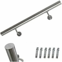 Bc-elec - HM004-130 Main Courante D'escalier 130cm, Rampe D'escalier En Inox Diamètre 42mm, Usage Intérieur Et Extérieur