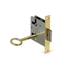 Serrure à Mortaiser Avec Clé Pour Meubles Et Armoires | Fabriqué En Acier | Finition Laiton | Dimensions 78*12*41mm | Système De Fixation Vissé | 1 Unité