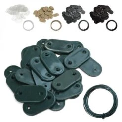 Kit De Fixation Pour Brise Vue, Canisse Anti-UV - 30 Plaquettes + 4.20 M De Fil - Vert - Linxor