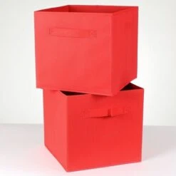 Cube De Rangement Intissé 28x28cm - Lot De 2 - Casâme - Rouge