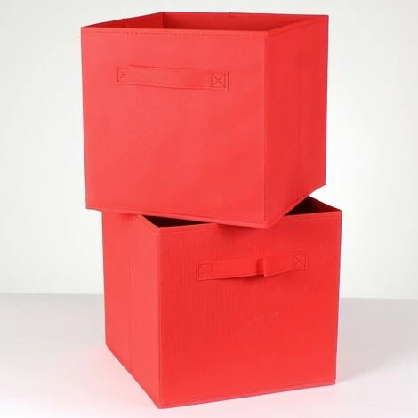 Cube De Rangement Intissé 28x28cm - Lot De 2 - Casâme - Rouge 1 Cube De Rangement Intissé 28x28cm - Lot De 2 - Casâme - Rouge