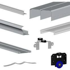 Kit SLID'UP 280 Aluminium Anodisé Argent Pour 3 Portes De Placard Coulissantes 18 Mm - Rail 3 M - 50 Kg