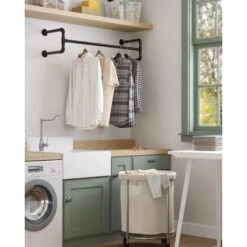 Songmics Portemanteaux Muraux, Lot De 2, Barres De Suspension Pour Vêtements En Tuyaux Industriels, Gain De Place, 112 X 30 X 29,3 Cm, Capacité De 60 Kg Pièce, Pour Espace Réduit, Noir HSR64BK-02 7 Songmics Portemanteaux Muraux, Lot De 2, Barres De Suspension Pour Vêtements En Tuyaux Industriels, Gain De Place, 112 X 30 X 29,3 Cm, Capacité De 60 Kg Pièce, Pour Espace Réduit, Noir HSR64BK-02 -Mottetch Boutique 24131955 3