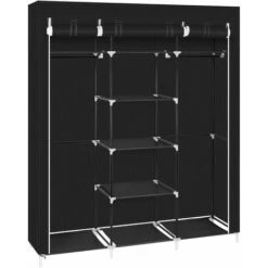 Organisateur De Rangement à Double Tige Pour Garde-robe En Tissu Non Tissé De 69 " - Noir -Mottetch Boutique 26937328 3