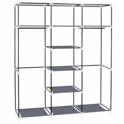 Organisateur De Rangement à Double Tige Pour Garde-robe En Tissu Non Tissé De 69 " - Gris -Mottetch Boutique 26937354 3