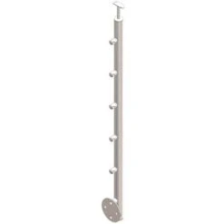 Poteau Rond Pose Latérale, Inox 304, Avec 5 Supports Pour Barre Diam 12mm 118