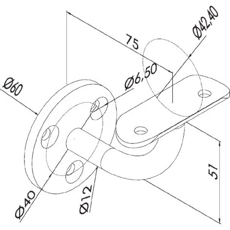 Support Mural Main Courante Inox 304 Avec Platine Ancrage 3 Points 51mm 2 Support Mural Main Courante Inox 304 Avec Platine Ancrage 3 Points 51mm – Image 2