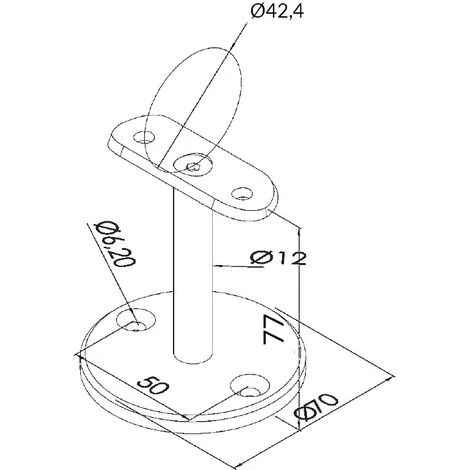 Support Main Courante Diam 42,4mm Pour Muret, Inox Brossé 7,7 2 Support Main Courante Diam 42,4mm Pour Muret, Inox Brossé 7,7 – Image 2
