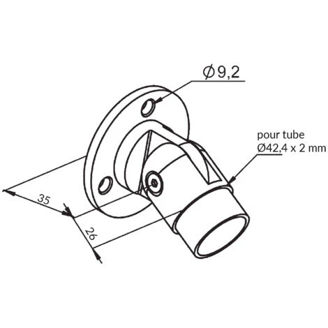 Embase Murale à Angle Orientable Pour Tube Diam 42,4 X 2mm En Inox Brossé 4,2 2 Embase Murale à Angle Orientable Pour Tube Diam 42,4 X 2mm En Inox Brossé 4,2 – Image 2
