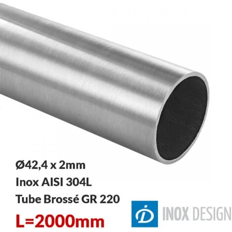 Tube 42,4x2mm, Inox 304, Longueur 2000mm 1 Tube 42,4x2mm, Inox 304, Longueur 2000mm