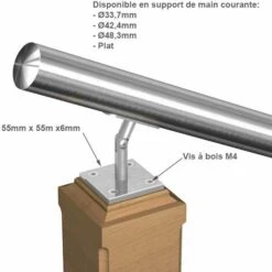 Support Main Courante à Pivot Orientable Pour Poteau Bois 7,7 8 Support Main Courante à Pivot Orientable Pour Poteau Bois 7,7 -Mottetch Boutique 28590810 4