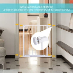 PawHut Barrière De Sécurité Longueur Réglable Dim. 76-82l X 76H Cm Sans Perçage Métal Plastique Blanc 8 PawHut Barrière De Sécurité Longueur Réglable Dim. 76-82l X 76H Cm Sans Perçage Métal Plastique Blanc -Mottetch Boutique 29043874 4