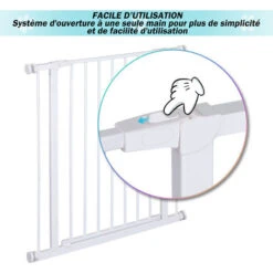 PawHut Barrière De Sécurité Longueur Réglable Dim. 76-82l X 76H Cm Sans Perçage Métal Plastique Blanc 9 PawHut Barrière De Sécurité Longueur Réglable Dim. 76-82l X 76H Cm Sans Perçage Métal Plastique Blanc -Mottetch Boutique 29043874 5