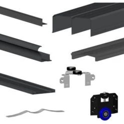 Kit SLID'UP 280 Aluminium Anodisé Noir Pour 3 Portes De Placard Coulissantes 18 Mm - Rail 3 M - 50 Kg