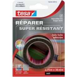 Tesa Adhésif Toilé Renforcé De Réparation Noir 2,75m X 38mm