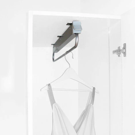 Emuca - Porte-vêtements Extractible Pour Armoire Grande Profondeur Self 800 Mm, Acier Et Plastique, Gris Métallisé 4 Emuca - Porte-vêtements Extractible Pour Armoire Grande Profondeur Self 800 Mm, Acier Et Plastique, Gris Métallisé – Image 4