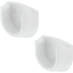 2x Support De Tringle Ronde 20mm Plastique Meuble Armoire Garde Robe Blanc