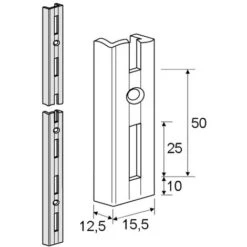 Crémaillère Simple Perforation - Décor : Noir Mat - Longueur : 145 Mm - RAL : 9005 - ELEMENT SYSTEM