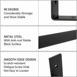 Supports D'&eacutetag&egravere 6pcs,Supports Muraux Industriels, Cadre De Support D'&eacutetag&egravere Robuste En Forme De L Adapt&eacute Aux Supports D'&eacutetag&egraveres Murales(noir)25cm -Mottetch Boutique 33172048 3