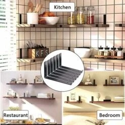 Supports D'&eacutetag&egravere 6pcs,Supports Muraux Industriels, Cadre De Support D'&eacutetag&egravere Robuste En Forme De L Adapt&eacute Aux Supports D'&eacutetag&egraveres Murales(noir)25cm -Mottetch Boutique 33172048 4