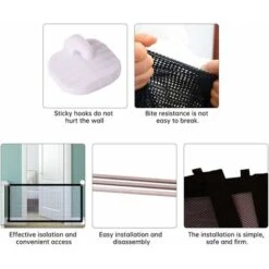 AIDUCHO Barrière De Sécurité Chien,Barrière Pour Animal Domestique, Animal Domestique Rétractable Barrières Pour Escalier Cuisine Portable Pliable Installer N'importe Où,Noir (180 X 72cm) 8 AIDUCHO Barrière De Sécurité Chien,Barrière Pour Animal Domestique, Animal Domestique Rétractable Barrières Pour Escalier Cuisine Portable Pliable Installer N'importe Où,Noir (180 X 72cm) -Mottetch Boutique 33917042 4