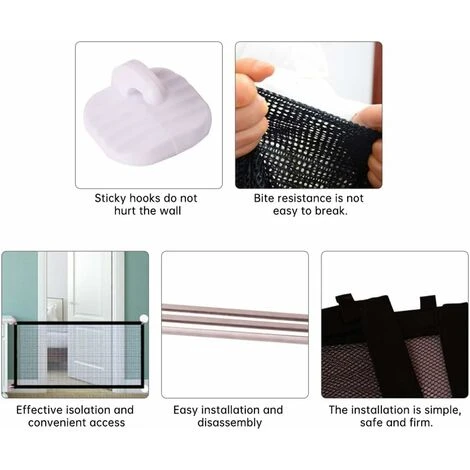 AIDUCHO Barrière De Sécurité Chien,Barrière Pour Animal Domestique, Animal Domestique Rétractable Barrières Pour Escalier Cuisine Portable Pliable Installer N'importe Où,Noir (180 X 72cm) 4 AIDUCHO Barrière De Sécurité Chien,Barrière Pour Animal Domestique, Animal Domestique Rétractable Barrières Pour Escalier Cuisine Portable Pliable Installer N'importe Où,Noir (180 X 72cm) – Image 4