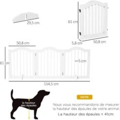 PawHut Barrière Modulable Pliable Barrière De Sécurité 154,5L X 61H Cm MDF Blanc -Mottetch Boutique 37325978 3