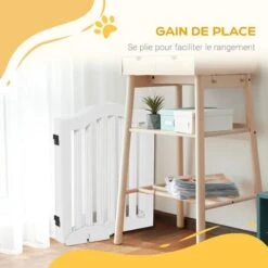 PawHut Barrière Modulable Pliable Barrière De Sécurité 154,5L X 61H Cm MDF Blanc -Mottetch Boutique 37325978 5