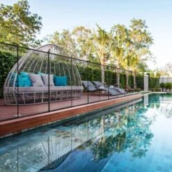 GOPLUS Barriere De Piscine Pliable, Cloture De Protection En Tissu Textilene, Securite Pour Enfants Ou Animaux Domestiques, Piscines En Differentes Formes Applicables, 360 X 120 CM -Mottetch Boutique 40242939 3