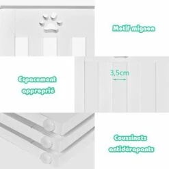 COSTWAY Barrière Autoportante Pour Chien 4 Panneaux En Bois Charnières Métalliques à 360° Sans Perçage Pour Maison Escaliers Blanc -Mottetch Boutique 44774413 3