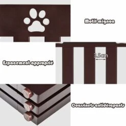 COSTWAY Barrière Autoportante Pour Chien 3 Panneaux En Bois Charnières Métalliques à 360° Sans Perçage Pour Maison Escaliers Marron -Mottetch Boutique 44776406 3