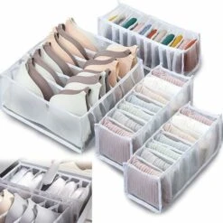 Organisateur De Tiroir Sous Vetement, Boîte De Rangement Soutien Gorge Organisation Sous Vetement Pliable Drawer Divider Organizer Rangement à Compartiments Pour Culottes Chaussettes，Starlight，4 Pcs