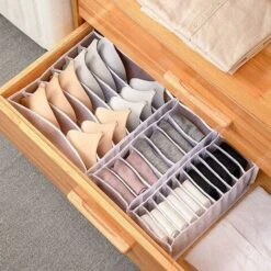 Organisateur De Tiroir Sous Vetement, Boîte De Rangement Soutien Gorge Organisation Sous Vetement Pliable Drawer Divider Organizer Rangement à Compartiments Pour Culottes Chaussettes，Starlight，4 Pcs -Mottetch Boutique 46775088 4
