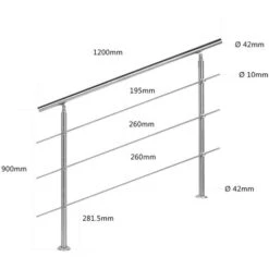 Rampe D’escalier Acier Affiné V2A 3 Tiges 120 Cm Rambarde Main Courante Balustrade -Mottetch Boutique 4985441 3