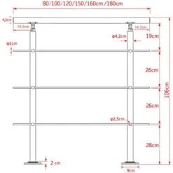 Rampe Escalier Acier Affiné V2A 3 Tiges 180cm Rambarde Main Courante Balustrade -Mottetch Boutique 4985446 3