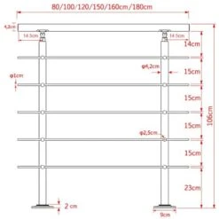 Rampe Escalier Acier Affiné V2A 5 Tiges 180cm Rambarde Main Courante Balustrade 7 Rampe Escalier Acier Affiné V2A 5 Tiges 180cm Rambarde Main Courante Balustrade -Mottetch Boutique 4985454 3