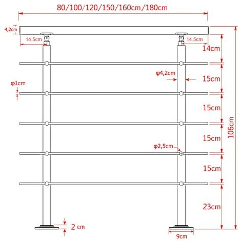 Rampe Escalier Acier Affiné V2A 5 Tiges 180cm Rambarde Main Courante Balustrade 3 Rampe Escalier Acier Affiné V2A 5 Tiges 180cm Rambarde Main Courante Balustrade – Image 3