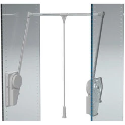 Élévateur De Penderie Double à Charge Réglable - Charge Maxi : 20 Kg - Charge Mini : 14 Kg - Décor : Gris Alu - Décor Tube : Chromé - Fixation : Latérale - Hauteur : 910 Mm - Largeur Maxi : 1150 Mm -