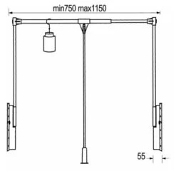 Élévateur De Penderie Double à Charge Réglable - Charge Maxi : 20 Kg - Charge Mini : 14 Kg - Décor : Gris Alu - Décor Tube : Chromé - Fixation : Latérale - Hauteur : 910 Mm - Largeur Maxi : 1150 Mm - -Mottetch Boutique 49990360 3