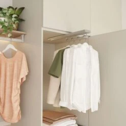 Porte-cintres Coulissant - Acier Chromé Et Pvc Gris Argent - 15 Kg - Longueur : 290 Mm - MENAGE&CONFORT