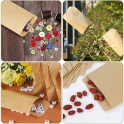 Sacs En Papier Kraft Marron 10 X 6 Cm Sac Alimentaire Pochette Kraft Graines Sachet Recyclable Sac En Kraft Papier Vintage Pour Semences Bonbons Biscuits Lettres，Starlight，100Pcs -Mottetch Boutique 50942133 5