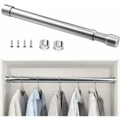 Barre De Penderie Extensible En Acier Inoxydable 51cm à 80cm Tringle à Rideaux Télescopique Ajustable Tube De Penderie Extensible Anticorrosion Pour Penderie Salle De Bains Cuisine Chambre,Starlight