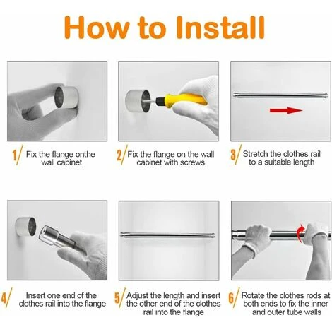 Barre De Penderie Extensible En Acier Inoxydable 51cm à 80cm Tringle à Rideaux Télescopique Ajustable Tube De Penderie Extensible Anticorrosion Pour Penderie Salle De Bains Cuisine Chambre,Starlight 4 Barre De Penderie Extensible En Acier Inoxydable 51cm à 80cm Tringle à Rideaux Télescopique Ajustable Tube De Penderie Extensible Anticorrosion Pour Penderie Salle De Bains Cuisine Chambre,Starlight – Image 4