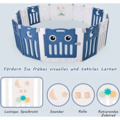 Parc Bébé,Parc XXL, Parc Bébé En Plastique Ecologiques Avec Grille De Protection Pour Parc Pliable à 16 Panneaux, Barrière De Sécurité Portail - Bleu -Mottetch Boutique 52968108 3