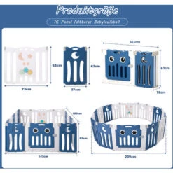 Parc Bébé,Parc XXL, Parc Bébé En Plastique Ecologiques Avec Grille De Protection Pour Parc Pliable à 16 Panneaux, Barrière De Sécurité Portail - Bleu -Mottetch Boutique 52968108 4
