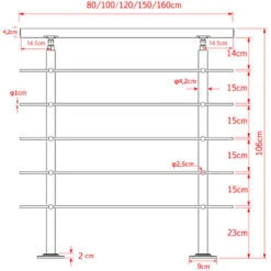 Rampe D’escalier Acier Affiné V2A 5 Tiges 100 Cm Rambarde Main Courante Balustrade 7 Rampe D’escalier Acier Affiné V2A 5 Tiges 100 Cm Rambarde Main Courante Balustrade -Mottetch Boutique 5396407 3